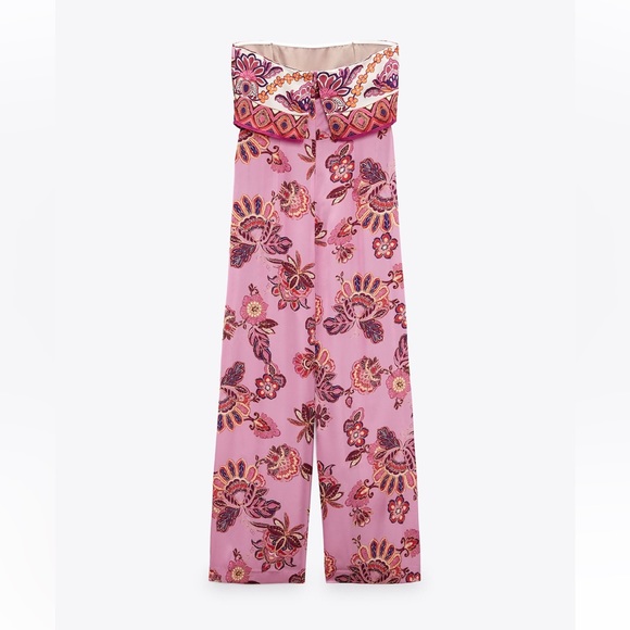 ZARA STRAPLESS FLORAL PRINT JUMPSUIT - Picture 15 of 16